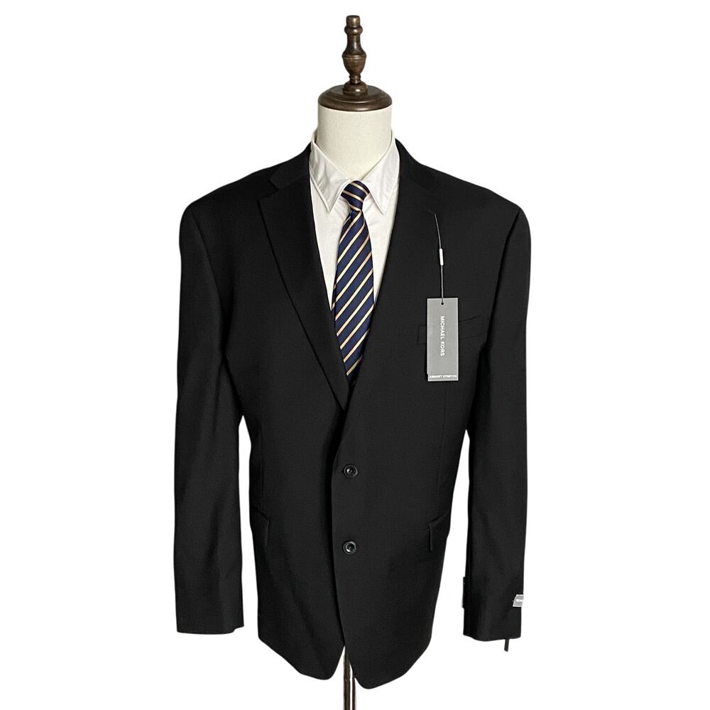 Michael Kors Suit Jacket Men's 50L Modern Fit Airsoft Stretch Solid Black NWT